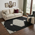 5' X 8' Black Ivory And Gold Oriental Washable Area Rug With UV Protection