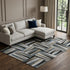 8' X 10' Black Beige And Ivory Geometric Washable Area Rug With UV Protection