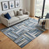5' X 8' Denim Blue Ivory And Taupe Geometric Washable Area Rug With UV Protection