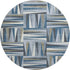 8' Denim Blue Ivory And Taupe Geometric Washable Round Rug With UV Protection