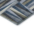 8' Denim Blue Ivory And Taupe Geometric Washable Round Rug With UV Protection