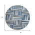 8' Denim Blue Ivory And Taupe Geometric Washable Round Rug With UV Protection