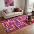 5' X 8' Burgundy Purple And Orange Geometric Washable Area Rug With UV Protection