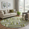 8' Green Ivory And Gray Geometric Washable Round Rug With UV Protection
