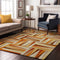 8' X 10' Orange Rust And Ivory Geometric Washable Area Rug With UV Protection