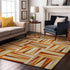 8' X 10' Orange Rust And Ivory Geometric Washable Area Rug With UV Protection