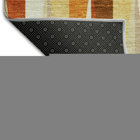 8' X 10' Orange Rust And Ivory Geometric Washable Area Rug With UV Protection