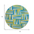 8' Teal Green And Ivory Geometric Washable Round Rug With UV Protection