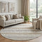 8' Ivory Beige And Gray Striped Washable Round Rug With UV Protection