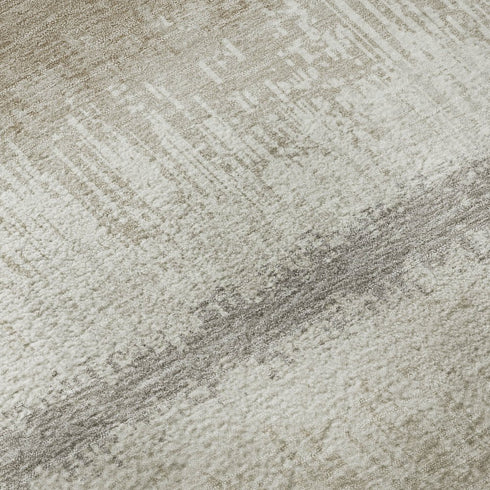 8' X 10' Ivory Beige And Gray Striped Washable Area Rug With UV Protection