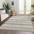 8' X 10' Ivory Beige And Gray Striped Washable Area Rug With UV Protection