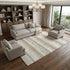 8' X 10' Ivory Beige And Gray Striped Washable Area Rug With UV Protection