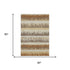 5' X 8' Coffee Beige And Copper Striped Washable Area Rug With UV Protection