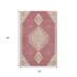 5' X 8' Blush Gray And Pink Oriental Washable Area Rug With UV Protection