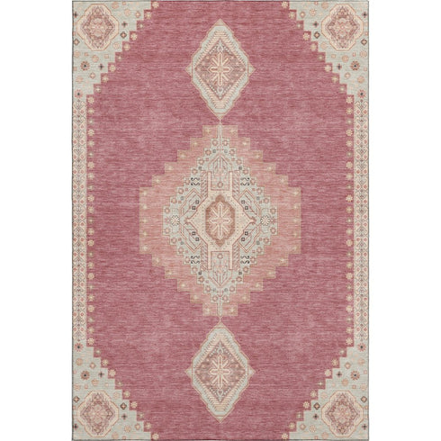 9' X 12' Blush Gray And Pink Oriental Washable Area Rug With UV Protection
