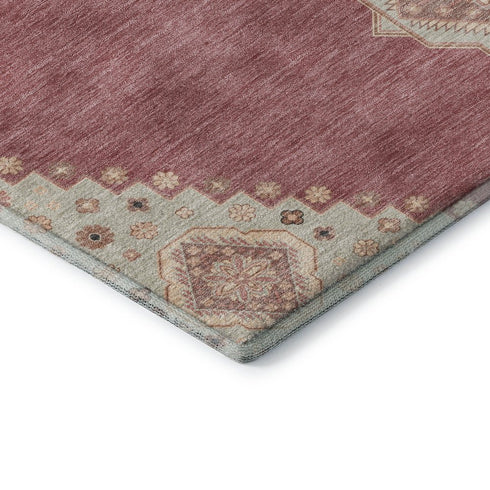 9' X 12' Blush Gray And Pink Oriental Washable Area Rug With UV Protection