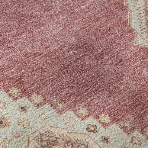 9' X 12' Blush Gray And Pink Oriental Washable Area Rug With UV Protection