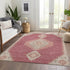 9' X 12' Blush Gray And Pink Oriental Washable Area Rug With UV Protection