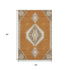5' X 8' Copper Gold And Beige Oriental Washable Area Rug With UV Protection