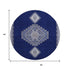8' Navy Blue Ivory And Gray Oriental Washable Round Rug With UV Protection
