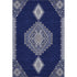 8' X 10' Navy Blue Ivory And Gray Oriental Washable Area Rug With UV Protection