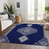 8' X 10' Navy Blue Ivory And Gray Oriental Washable Area Rug With UV Protection