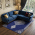 9' X 12' Navy Blue Ivory And Gray Oriental Washable Area Rug With UV Protection