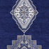 9' X 12' Navy Blue Ivory And Gray Oriental Washable Area Rug With UV Protection