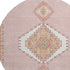 8' Pink Ivory And Gray Oriental Washable Round Rug With UV Protection