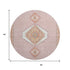 8' Pink Ivory And Gray Oriental Washable Round Rug With UV Protection