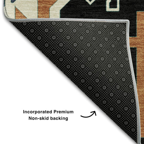5' X 8' Black Copper And Gold Southwestern Washable Area Rug With UV Protection