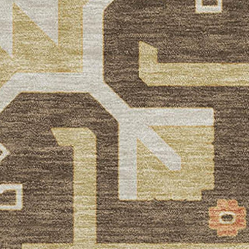 8' X 10' Brown Gray And Gold Southwestern Washable Area Rug With UV Protection