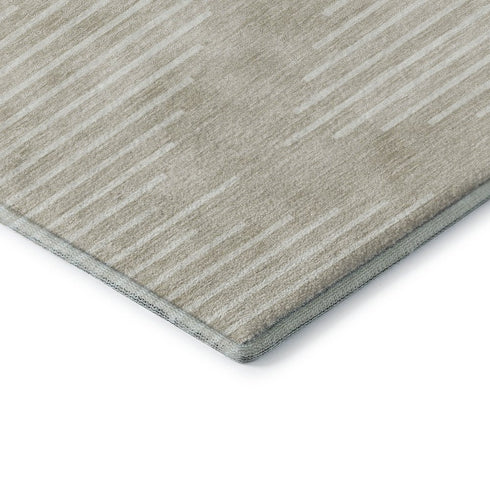 8' X 10' Beige And Ivory Geometric Washable Area Rug With UV Protection