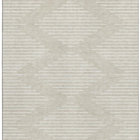 8' X 10' Beige And Ivory Geometric Washable Area Rug With UV Protection