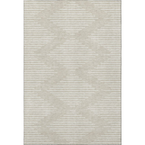 8' X 10' Beige And Ivory Geometric Washable Area Rug With UV Protection