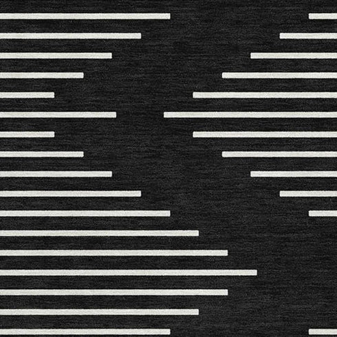 8' X 10' Black And Ivory Geometric Washable Area Rug With UV Protection