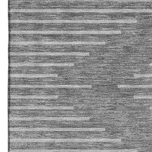 5' X 8' Charcoal And Silver Geometric Washable Area Rug With UV Protection