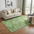 5' X 8' Green And Ivory Geometric Washable Area Rug With UV Protection
