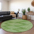 8' Green And Ivory Geometric Washable Round Rug With UV Protection