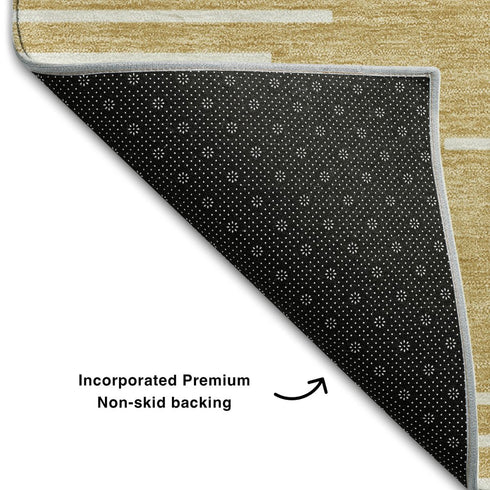 5' X 8' Gold And Ivory Geometric Washable Area Rug With UV Protection