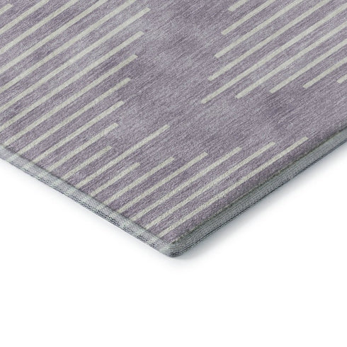 5' X 8' Lavender And Ivory Geometric Washable Area Rug With UV Protection