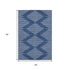 5' X 8' Navy Blue And Ivory Geometric Washable Area Rug With UV Protection