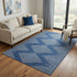 5' X 8' Navy Blue And Ivory Geometric Washable Area Rug With UV Protection