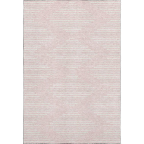 9' X 12' Pink And Ivory Geometric Washable Area Rug With UV Protection