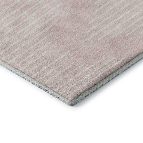 9' X 12' Pink And Ivory Geometric Washable Area Rug With UV Protection