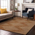 8' X 10' Rust And Beige Geometric Washable Area Rug With UV Protection