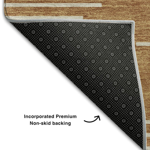 8' X 10' Rust And Beige Geometric Washable Area Rug With UV Protection