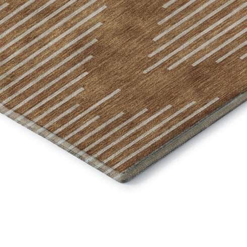 8' X 10' Rust And Beige Geometric Washable Area Rug With UV Protection