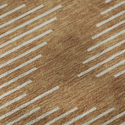 8' X 10' Rust And Beige Geometric Washable Area Rug With UV Protection
