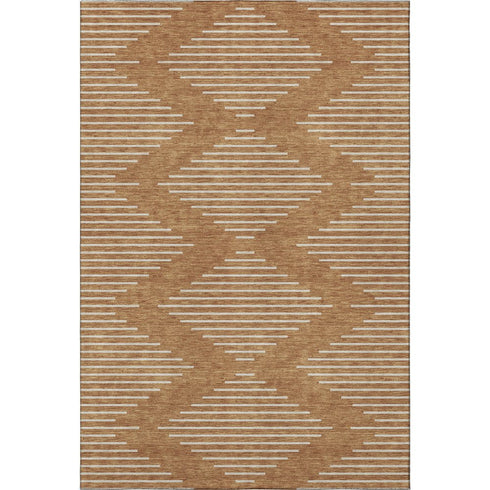 8' X 10' Rust And Beige Geometric Washable Area Rug With UV Protection